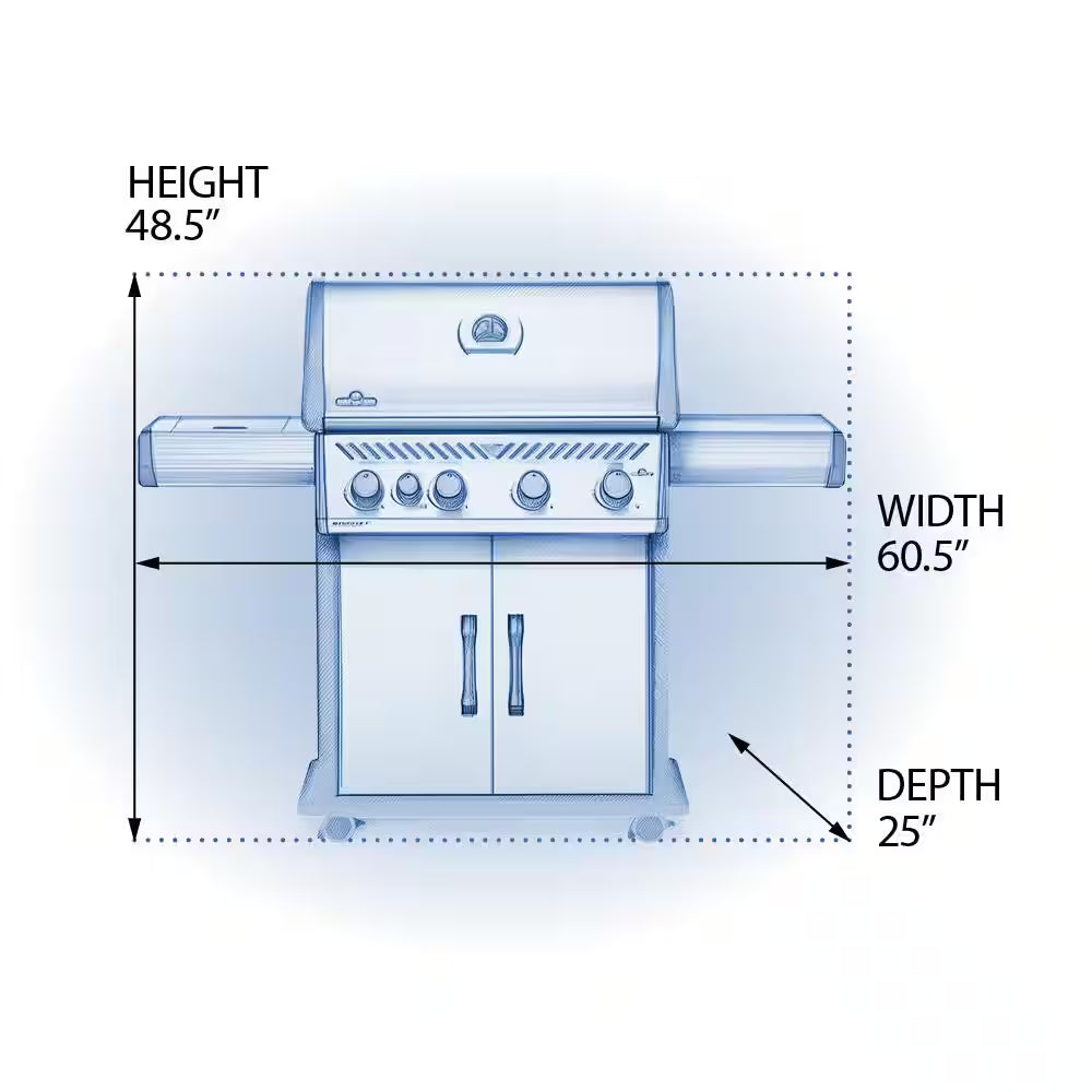 Rogue 4-Burner Propane Gas Grill in Stainless Steel with Infrared Rear and Side Burners