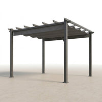 16 Ft. W X 12 Ft. D Aluminum Pergola Outdoor with Dark Gray Retractable Canopy — Studio Shot