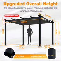 Aluminum Pergola Built for Modern Outdoor Living, 16x12 Retractable Canopy, 192 Sq Ft Coverage, Durable Frame